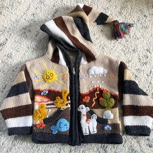 Peruvian embroidered hooded sweater, 24m